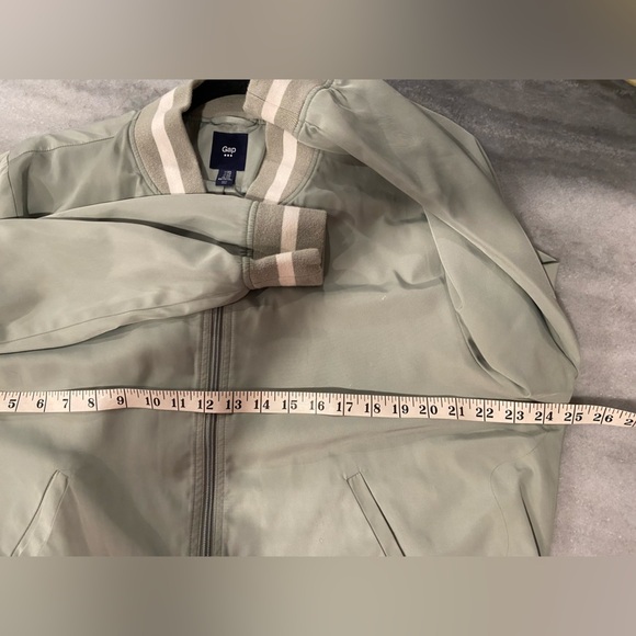 Gap Mint Green Cream Striped Varsity Bomber Jack Full Zip Pockets Size XXL - Picture 8 of 10